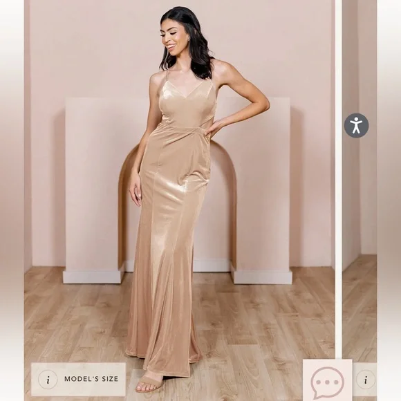 revelry champagne velvet dress Revelry Blair Champagne Beige Velvet Wrap Sleeveless Bridesmaid Dress Women's 20